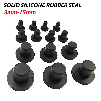 Hole Plug End Cap Round Solid Silicone Rubber Blanking Seal Bung 3mm-15mm Black • £83.34
