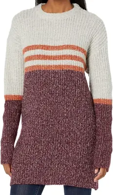 Roxy Sweater Dress Milky Cloud Fig Striped $70 MSRP NEW Large • $10.48