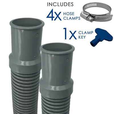 Puri Tech Heavy Duty Above Ground Filter Hose W Clamps 1.25 Inch X 3 Ft - 2 Pack • $31.39