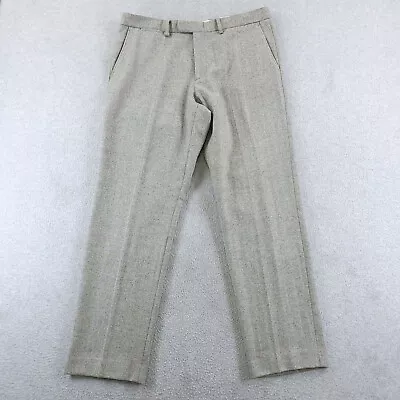 J CREW Pants Mens 34X30 Gray Wool Blend Herringbone Bowery Flat Front Lined • $27