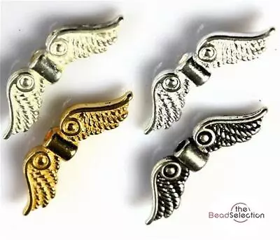 20 FAIRY GUARDIAN ANGEL WINGS CHARMS 23mm X 7mm COLOUR CHOICE JEWELLERY MAKING • £2.99