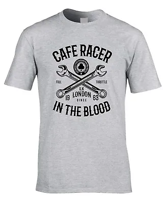 Cafe Racer Biker T-Shirt Motorcycle Motorbike Ton Up Boys Greaser 60's 70's • £10.95