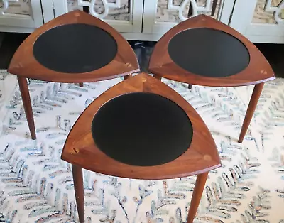 Vintage Mid Century Modern Arthur Umanoff  Triangle Guitar Pick End Side Tables • $425.99