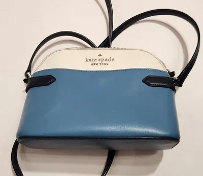 Kate Spade New York Dome Bag Blue & White Crossbody Clean But Damaged See Pics • $19.94