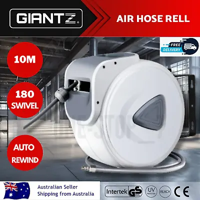 Giantz Air Hose Reel 10m Retractable Compressor Auto Rewind Wall Mounted Garage • $59.98