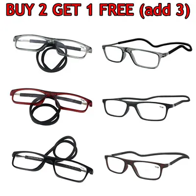 $7.99 • Buy Magnetic Click Connect Reading Glasses Reader Folding Neck Hang Soft Rope NEW