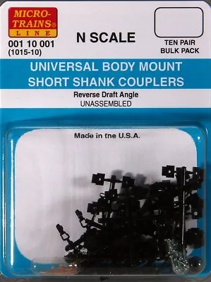 Micro-Trains 00110001 N Universal Body Mount Short Shank Couplers (Pack Of 10) • $26.03