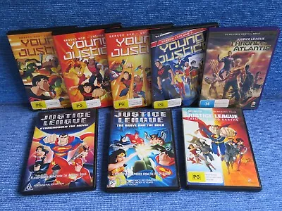 8 X JUSTICE LEAGUE & YOUNG JUSTICE DVDS ANIMATION THRONE ATLANTIS DC COMICS • $45