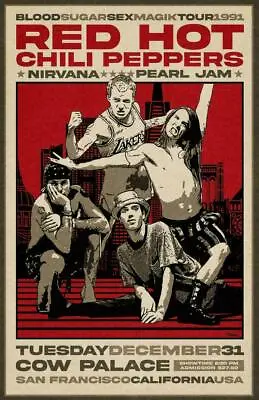 $16.19 • Buy Red-Hot-Chili-Peppers 1991 Concert Poster, Vintage Poster, Wall Art Decor 