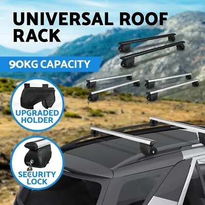 Universal Car Roof Racks Pod Aluminium Cross Bars 111cm/126cm Upgraded Holder • $86.95