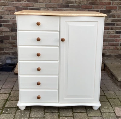 £185 • Buy Quality Shabby Chic Pine Linen  Storage Cupboard Childs Wardrobe With Drawers.