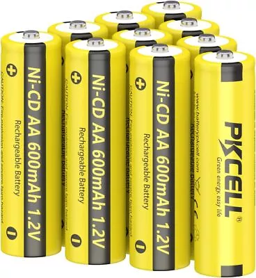 10 Pack AA 1.2V 600mAh NICD Rechargeable Button Top Battery For Solar Lights • $11.99