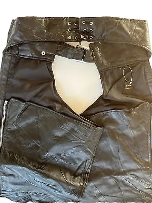 Motorcycle Chaps Genuine Black Leather Chaps For Men Women Biker • $40