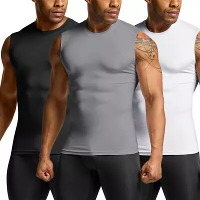 Men's Cool Dry Compression Base Layer Tank Top Sports Running Basketball Workout • $15.79