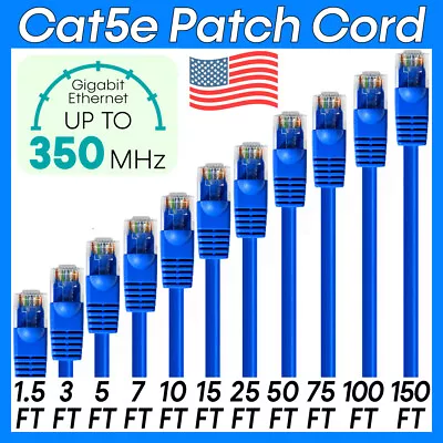 Blue CAT5e Patch Cord RJ45 Ethernet Cord Cat5e Network Wire Internet Cable Lot • $8.49