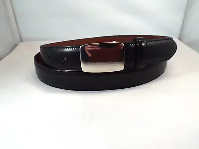 LN Orvis Black Natural Grain Leather 1 1/8  Belt Sz 46 Removable Buckle Made USA • $27.50