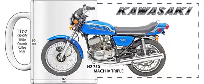 KAWASAKI 750cc H2 TRIPLE CYLINDER MOTORCYCLE  HIGH DETAILED  IMAGE COFFEE MUG • $25