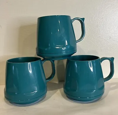VINTAGE Dinex Insulated Cup Mug Thermos Ware Mug Turquoise Green  Set Of 3 • $16
