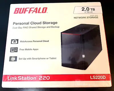 BUFFALO LinkStation 220 2x1TB DUAL-BAY NETWORK STORAGE *NEW* • $149.97