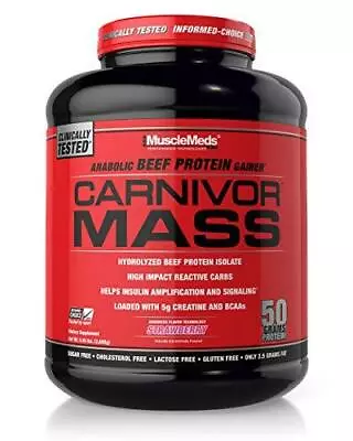 MuscleMeds Carnivor Mass Anabolic Beef Protein Gainer Strawberry 6 Pound • $66.09