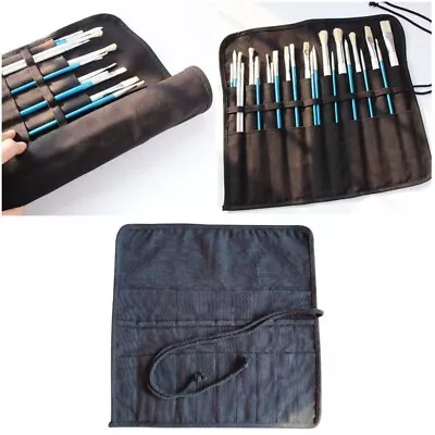  20 Slots Pencil Pouch Canvas Pouches Watercolor Oil Brushes Case • £9.77