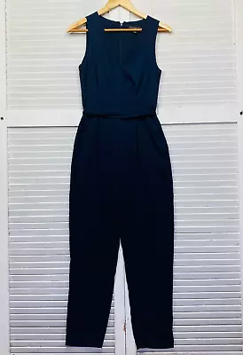 $22.95 • Buy Forever New Jumpsuit Size 8 Navy Blue Sleeveless Long Belted