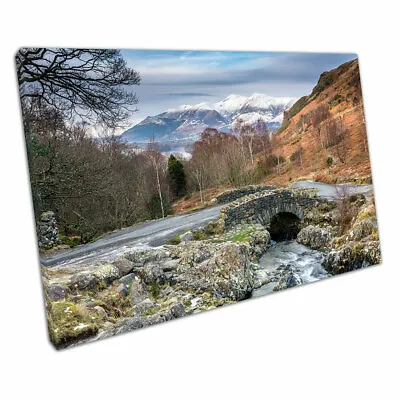 Ashness Bridge & Snow Capped Skiddaw The Lake District Cumbria Wall Art Print • £20.50