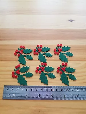 Felt Die Cut Holly Leaves X6 Craft Sewing. • £2