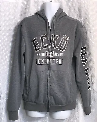 Ecko Unlimited Mens Large Gray Sweatshirt Zip Up Hoodie Rhino UNLTD • $27.99