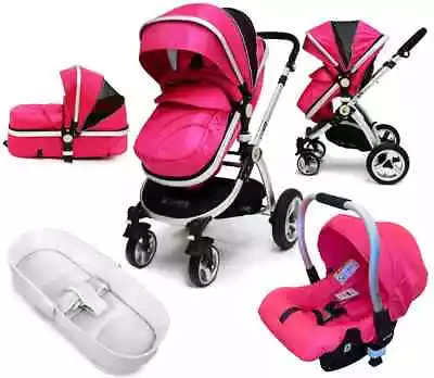 £149.95 • Buy ISafe 3 In 1 Pram System - Pink Travel System + Carseat - FAST & FREE!