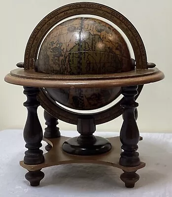 Vintage Desk Top Miniature Wooden Globe With Zodiac Signs Made In Italy • $65.96