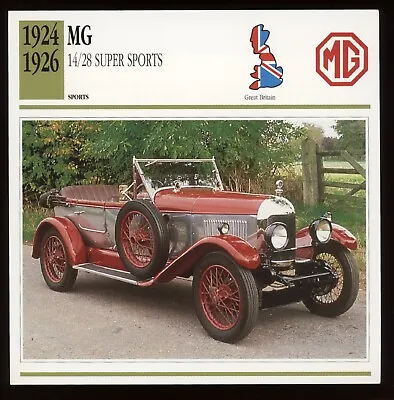 1924 - 1926  MG  14/28  Super Sports  Classic Cars Card • $4.95