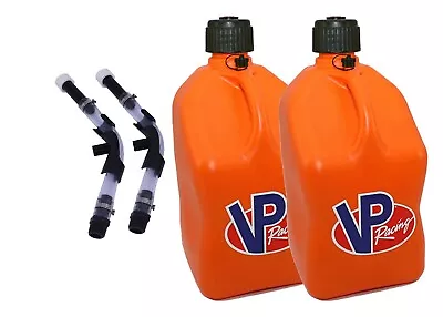 VP Fuel 2 Pack Orange Square 5 Gallon Race Fuel Jug + Hoses & Hose Bender • $90.99