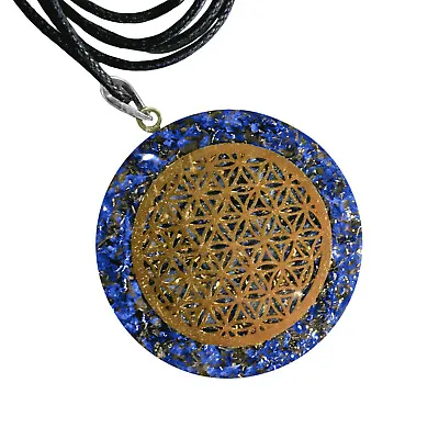 Lapis Lazuli Flower Of Life Pendant Orgone Energy Copper Orgonite Necklace Reiki • $14.98