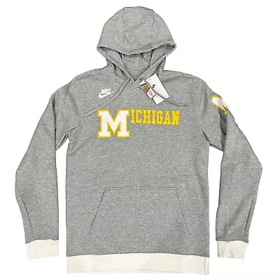 Nike Michigan Wolverines Gray Hoodie Sweatshirt Size Large NWT DJ8336-063 • $65.99