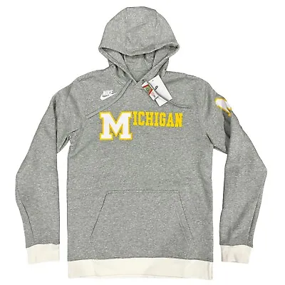 Nike Michigan Wolverines Gray Hoodie Sweatshirt Size Medium NWT DJ8336-063 • $62.99