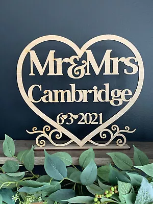 Wooden Rustic Bridal Table Sign.Mr & Mrs Personalised Wedding Decor Custom Names • $31.32