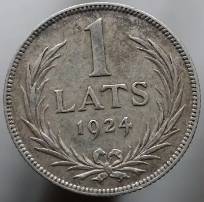 1 Lats 1924 - Latvia KM #7 Silver Coin -  R753  • £9.63