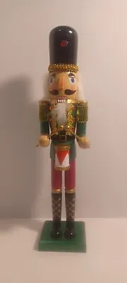 NUTCRACKER 15  Tall & 3.5  Wide - Wooden Green With Drums • $10