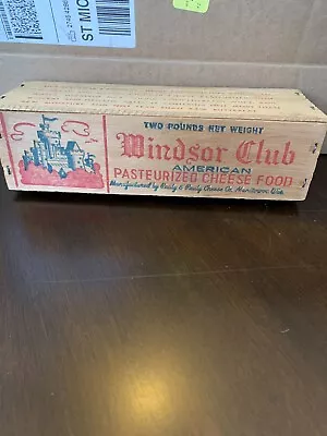 Vintage Windsor Club Wooden Two Pound Pasteurized Cheese Box Wisconsin NICE! • $13.99