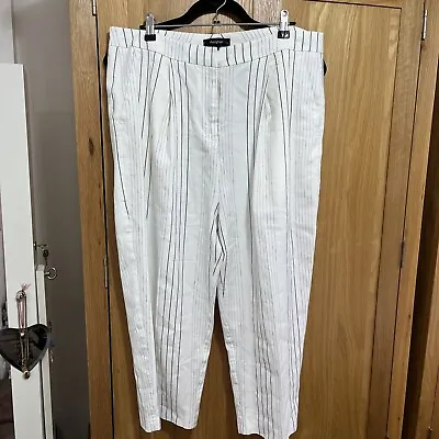 £4.50 • Buy M&s Autograph White Striped Cropped Linen Trousers Size 14