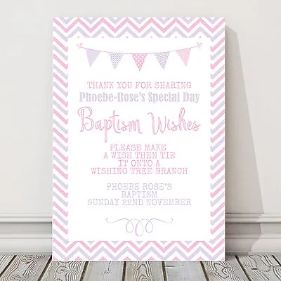 £5.50 • Buy Christening Or Baptism Wishes Wishing Tree Guest Book Sign Pink Blue Bunting CH6
