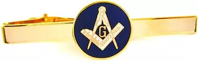 New Brass & Blue Masonic Freemason Mason Tie Bar Clip • $22.94