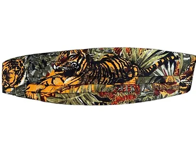 Vintage 90s Funky Jungle Tiger Tuxedo Adjustable Cummerbund Orange Green Red • $8.40