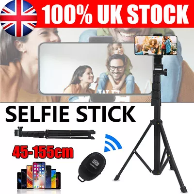 Telescopic Selfie Stick Bluetooth Tripod Monopod Phone Holder For IPhone Samsung • £15.89