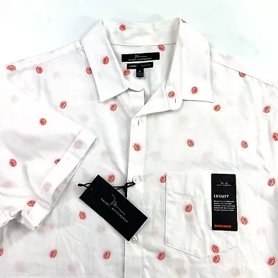 NWT Marc Anthony Luxury Men's SLIM FIT Short Sleeve White Oranges Shirt Medium • $15.91