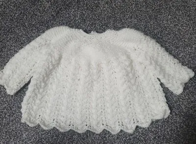 New Hand Knit Baby Girls Angel Top/dress  3-6 Months White Shimmer  • £7