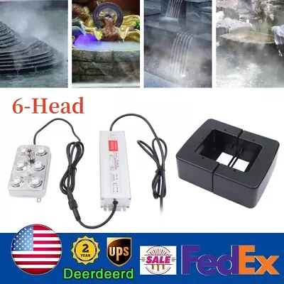 Ultrasonic Mist Maker 6-Head Fogger For Water Fountain Pond W/ Power Supply • $84