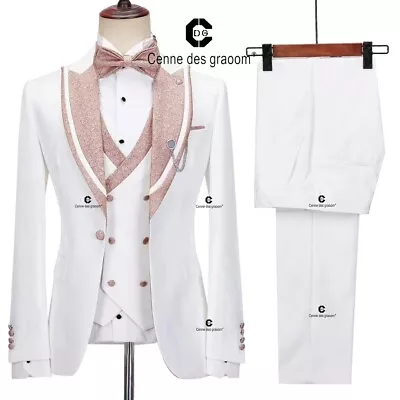 Suits Men's Wedding Groom's Host 3pcs Work Coats+vest+pants Business Slim Formal • $145.35