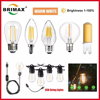 $14.99 • Buy E14 E27 Led Filament Globe Light Lamp Dimmable Retro Edison Bulbs 40W Warm White